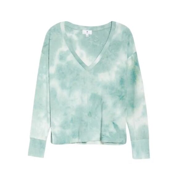 NWT Brushed Cotton Tie Dye V neck Sweater - Picture 3 of 3